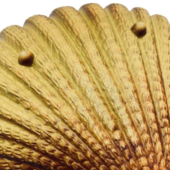 Vintage 10"  Plastic Serving Bowl Shell Shape Brown Yellow Mid Century Decor - Picture 10 of 10